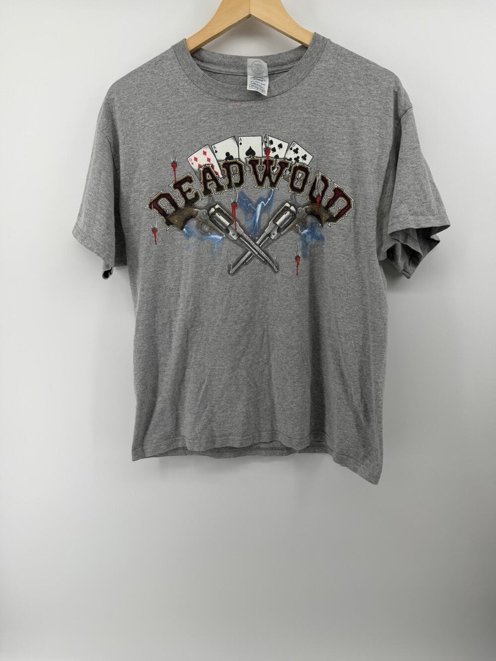 Deadwood Wild Bill Rides Again Double Sided Graphic T-Shirt Gray Size L